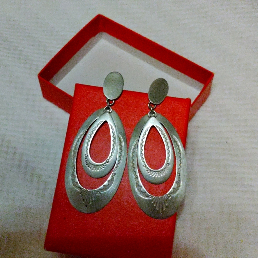 Mike Platero Sterling 925 Navajo Earrings Native American